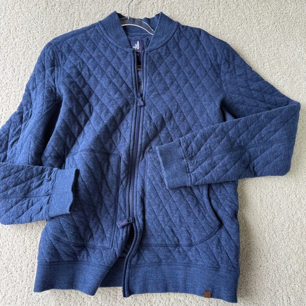 Johnnie-O Bently Quilted Baseball Jacket Mens Medium Wake Blue JMJK1830